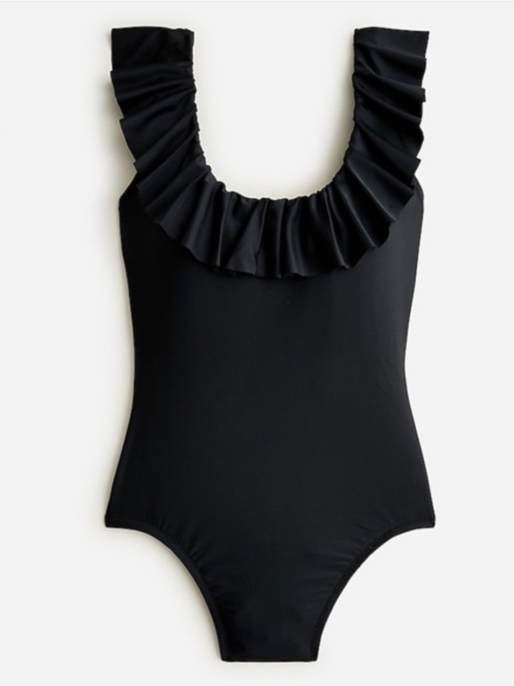 NWT J Crew size 24 black ruffle scoop back one piece swimsuit bathing suit swim